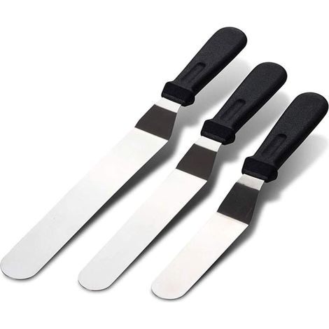 Spatule À Glacage Coudée - Acier Inoxydable - Pour Décoration De Gâteaux Et Pâtisserie - Lot De 3 (27,4 cm 32,5 cm 37,6 cm)
