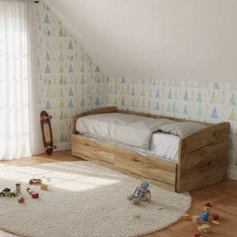Divano letto singolo con cassettoni: il tuo 3-in-1 salvaspazio - Quercia