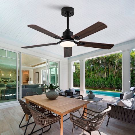 Ventilatore da soffitto con luce 52 pollici nero, telecomando OKMYHOME (1/5)