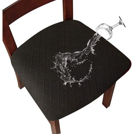 Black waterproof stretch seat cover in diamond mesh, 4 pieces, buckle 45509 cm, suitable for restaurant chairs (1/5)
