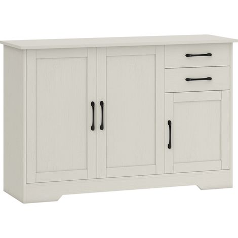 Mobile Cucina 120x38x79 cm con 2 Cassetti e 3 Armadietti Ripiani Regolabili in MDF Crema (1/5)