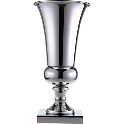 Grand vase de luxe en fer argenté, 40 cm, idéal pour la décoration de table de mariage ou de banquet. Support pour vase. (1/5)