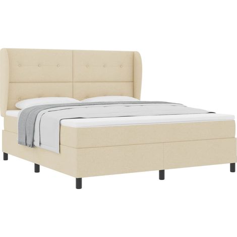 Maison Exclusive - Lit à ressorts avec tête de lit Crème 180 x 200 cm tissu (1/5)