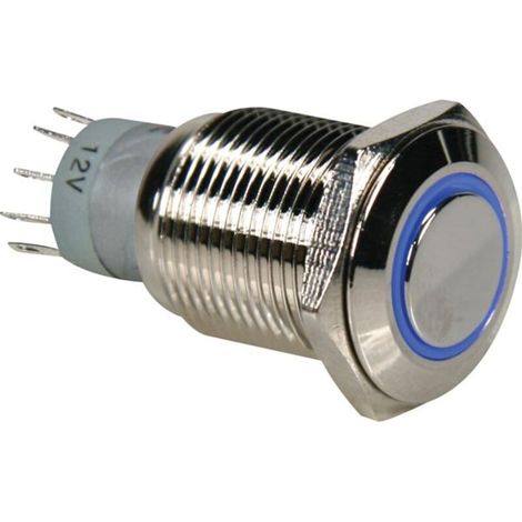 Interrupteur À Bouton Poussoir - SPDT 1NO 1NC - 230 VAC 0.5 A / 24 VDC 1 A - IP65 - Perçage 16 mm - Bleu - 1 Pièce (1/2)