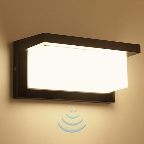 Applique murale extérieure LED 18W avec détecteur de mouvement, IP65 étanche, lumière blanc chaud 3000K, style moderne, couleur noire (1/5)