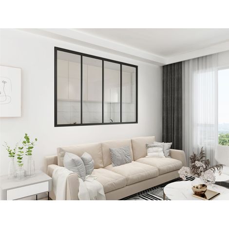Verrière - 4 Vitrages - L: 157cm H: 135cm - Acier Ultra Fin - Noir Mat (RAL 9005) - Livrée Montée (1/5)