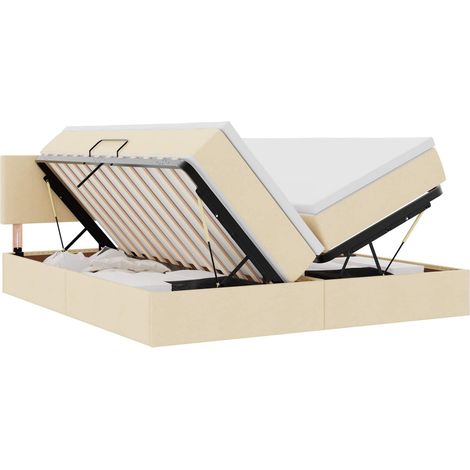 Maison Exclusive - Letto con Contenitore Crema 200 x 200 cm Pelle Sintetica