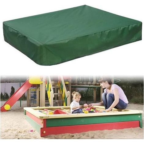 Bâche Bac à Sable Imperméable Verte, 180 x 180x 20cm Housse de Bac à Sable de Protection Couverture de Bac à Sable en Tissu Oxford avec Cordon de Serrage, pour Bac à Sable de Jardin (1/5)