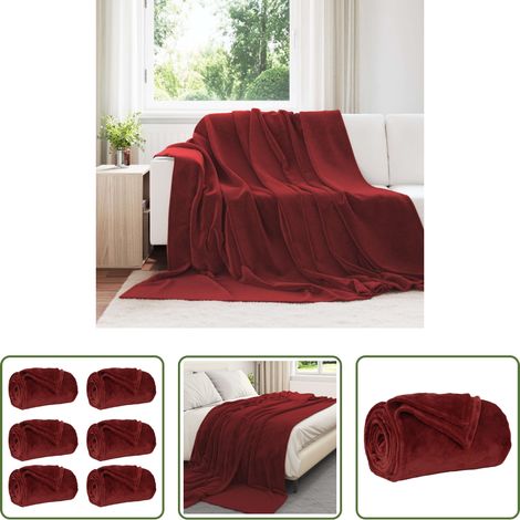 vidaXL Kuscheldecke -  Wohndecken 6 pcs Bordeauxrot 240 x 270 cm Fleece