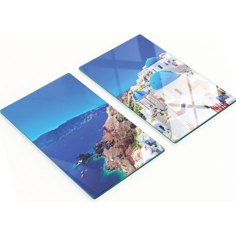 Planches à découper décoratives en verre trempé, île de Santorin, 2 x 30 x 52 cm (1/5)