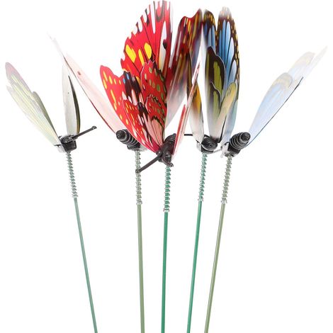 Gartenstecker Schmetterlinge 5 Stück aus PVC Wetterfest und