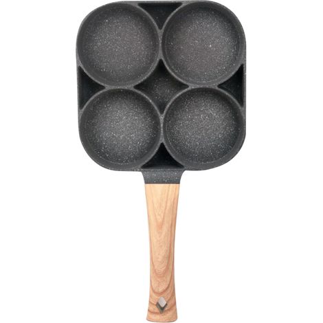 Poêle à œufs 4 tasses, cuiseur à œufs, poêle à hamburger pour le petit-déjeuner, poêle antiadhésive