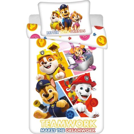 Conjunto Paw Patrol blanco 135x100 cm algodón