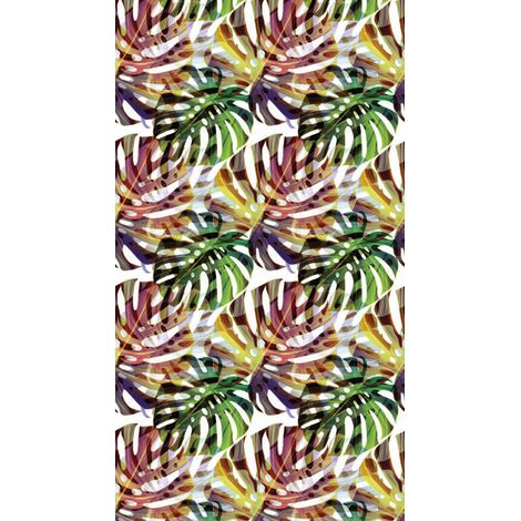 Foliage, rideau imprimé motifs feuilles multicolores 140x245 cm, 1 pièce (1/2)