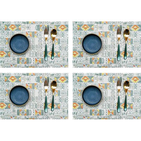 Nappe De Table Imprimée Bohème - Tissu Polyester Imperméable - Pour Salle À Manger Et Cuisine - Lot De 4 Pièces (1/5)