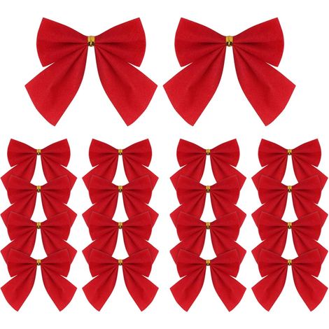 Lot de 120 mini nœuds en ruban rouge pour sapin de Noël, couronnes de Noël, décoration de cadeaux, 5,5 cm-Fei Yu (1/5)