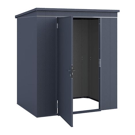 WEKA Gary Metallgerätehaus anthrazit 2,4 m² Gerätehaus aus Metall in Anthrazitgrau, Geräteschrank mit 0,7 mm Wandstärke Gartenhaus