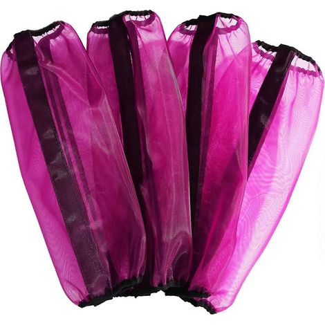 Guêtres anti-mouches en filet pour chevaux, lot de 4, protection anti-mouches anti-piétinement, protection contre les insectes, protection UV et soulagement des articulations. Rose rouge. (1/5)