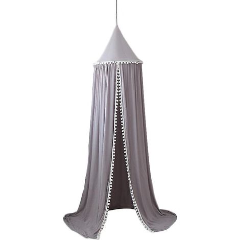 Couvre-lit moustiquaire en coton gris pour enfant, rideau en forme de dôme suspendu (1/4)