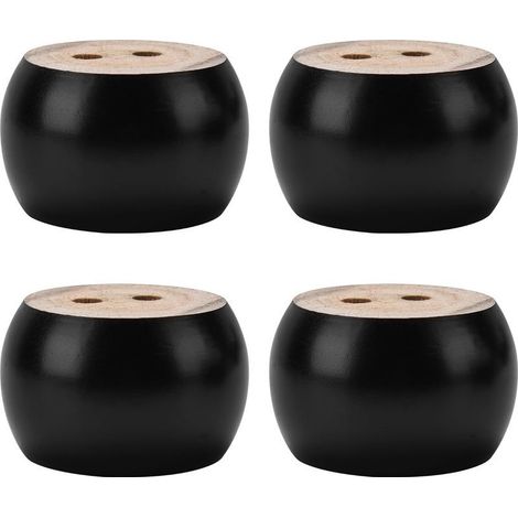 Juego de 4 patas de madera maciza torneada de color negro, de 5 cm de largo, tornillos no incluidos, para sofás, armarios y sillones. (1/4)