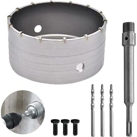 Sega a tazza bimetallica da 160 mm per piastrelle di cemento, punte per trapano per cemento, con adattatore SDS Plus da 220 mm e 3 punte per trapano centrale da 110 mm (160 mm), (1/5)