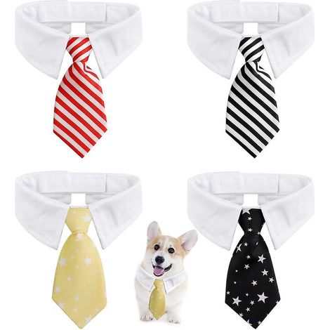 cravate Chat, 4 Pcs Cravate Pour Animaux De Compagnie, Cravate De Chat Ajustable Collier Pour Petits Chiens Accessoires De Toilettage De Chiot (1/5)