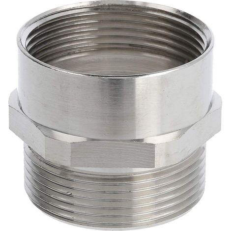 Zwischenstutzen M/M M32x1,5 MSZ-M32 lang Sechskant Messing (CuZn) vernickelt Anschlussgewinde 13,0mm - 1 Stück (1/2)