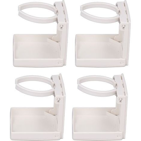 4 Supports à Gobelets Amovibles et Réglables pour Véhicule, Camping-Car ou Bateau, Fixation Murale ou Verticale, Blanc (1/5)
