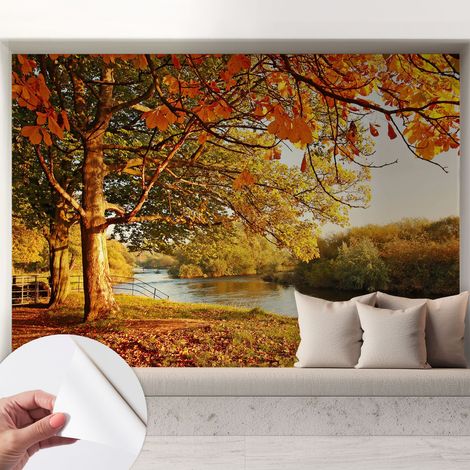 Fototapete Selbstklebend - trendige Wanddeko - Schlafzimmer - Wohnzimmer Herbst an der Küste 208x146 cm (1/5)