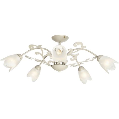 Visconte Pontedera Greige Traditional Semi flush Alabaster Glass Ceiling 5 Light (1/5)