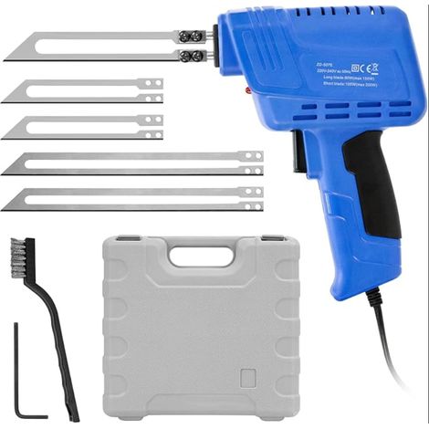 Couteau Électrique,Coupe Polystyrène avec Lames Droites,Machine de Découpe de Mousse,Couteau Chauffant Kit pour Panneau EPS, Éponge,Sangle,Caoutchouc,Corde Tissu Plastique (1/5)