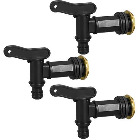 Robinet de réservoir en plastique 1000L, robinet de récupération d'eau de pluie, robinet de réservoir en plastique 3 pièces, robinet de réservoir d'eau de pluie pour jardin, maison, industrie (n (1/5)
