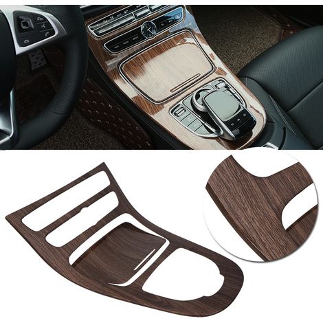 2-teilige Schaltkonsolenabdeckung für Mercedes E-Klasse W213 (2016–2018), braune Walnussholzoptik