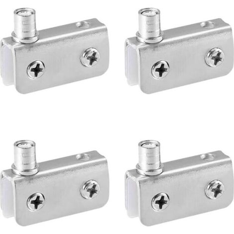Paquet de 4 Pivot Porte Verre, Charniere Porte Verre, Acier Inoxydable, Ajustement pour Verre de 5-8mm (1/4)