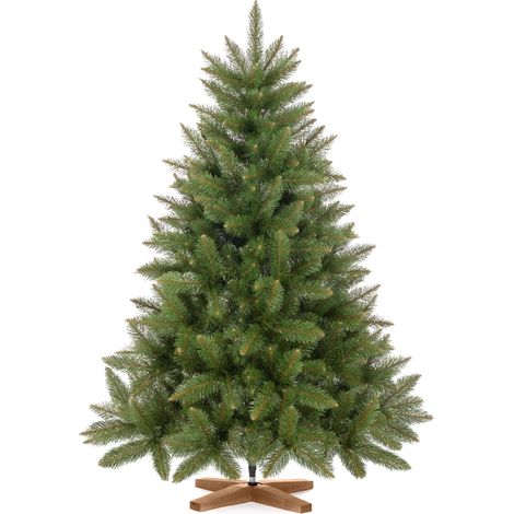 Sapin de Noël artificiel 120 cm – Épicéa en PVC recyclé – Fabriqué à la main en Europe – Arbre pour chambre d'enfant avec pied en bois – Fairytrees