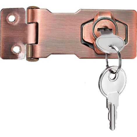 cadenas à loquet porte en avec différentes clés, moraillon de verrouillage, serrure boîte aux lettres, fermoir cadenas serrure placard verrou porte pour tiroir (Silver Right Angle 3 Inch)