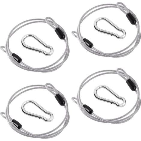 4 Pièces Câble de Sécurité 1m×3mm, Câble de Sécurité en Acier Inoxydable avec 4 Mousquetons, Câble en Acier Tressé à Double Boucle, Tressé à Boucle Câble Antivol pour Vélo, Bagages Plein Air, Voyages (1/5)