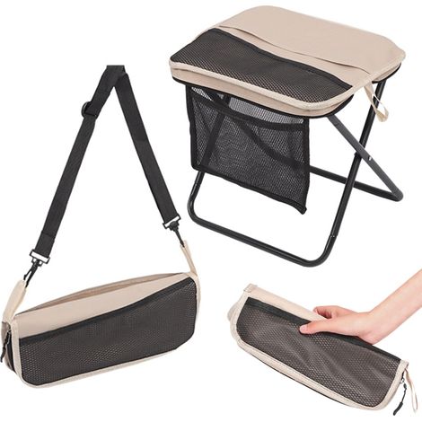 Tabouret de camping - Tabouret pliable portable - Peut supporter jusqu'à 120 kg - Tabouret de camping pliable - Tabouret de sac à dos - Chaise d'extérieur - Repose-pieds pour adultes - Tabouret de (1/5)