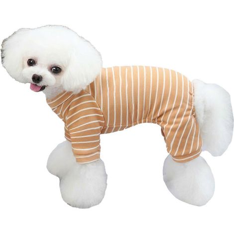 Pyjama rayé pour chien, combinaison douce et hypoallergénique, vêtements chauds pour chiots d'intérieur et d'extérieur (1/2)