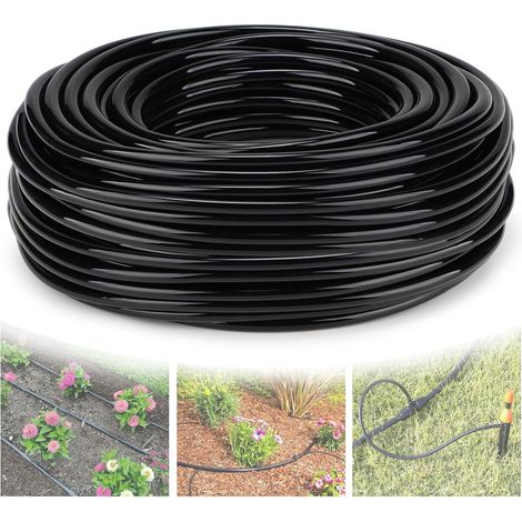 50 m Tropfbewässerungsschlauch, 4 mm Mikro-Tropfbewässerungsschlauch, Kunststoff-Wasserrohr für Garten, Gemüsebeet, Industrie