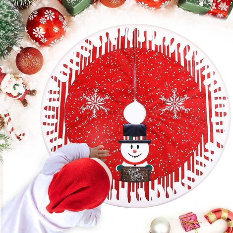 78cm Jupe De Sapin De Nol,tapis De Sapin De Nol Rouge,couvre-pied De Sapin De Nol Motif Bonhomme De Neige,couvre Pied Sapin Jupe D'arbre Pour Dcor