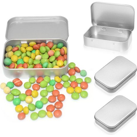 Boîte Métallique Rectangulaire - 4 Pièces - 9,5 x 6 x 2,1 cm - Boîte de Rangement en Fer Blanc - Pour Bijoux Cosmétiques Loisirs Créatifs (1/5)
