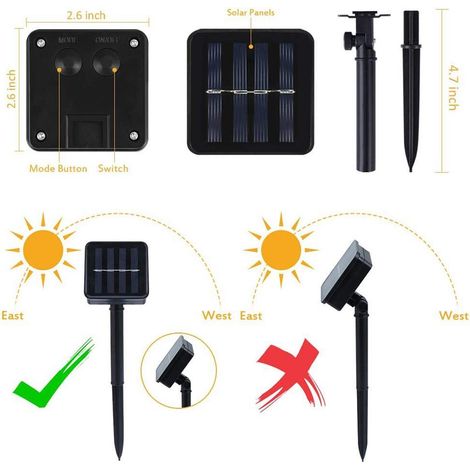 Solarbetriebene Lichterkette für den Außenbereich mit 8 Modi, wasserdichten LED-Lampen (IP44), 10 m lang, für Garten, Balkon und Partydekoration (1/5)