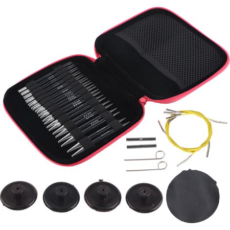 Aiguilles À Tricoter Circulaires Amovibles - Câble Flexible + Embouts Interchangeables - Pour Pulls Chaussettes Et Bonnets - 13 Tailles De 2,75 À 10,0 Mm - Ensemble Complet