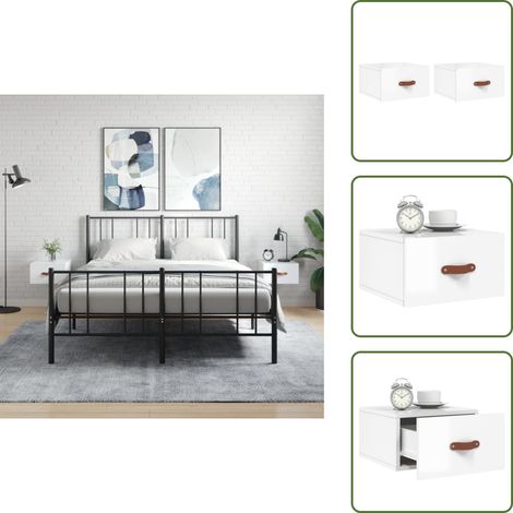 Wand-Nachttische 2 Stk. Hochglanz-Weiß 35x35x20 cm - Wandregal - Wohnzimmerdeko - Nachtkästchen - Regal Weiß - Hängeschrank