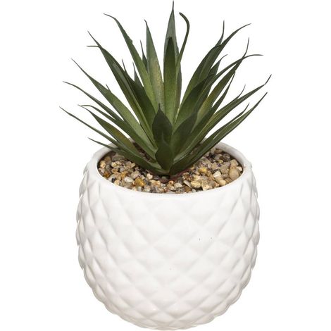 Pianta artificiale Ananas H21cm - Bianco - Atmosphera créateur d'intérieur