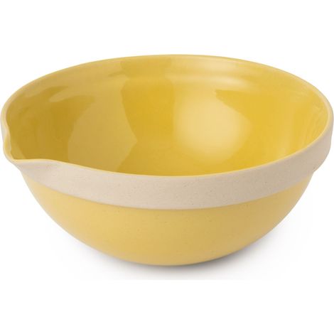 Jamie oliver big love everyday mixing bowl, 1.4l yellow speckled stoneware baking bowl with raw edge and pouring spout