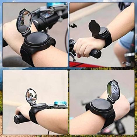 Fahrradspiegel, Fahrradrückspiegel, verstellbarer 360° drehbarer Fahrradspiegel, Handgelenk-Rückspiegel für Mountainbiker, Rennradfahrer und Radfahrer, Armband-Rückspiegel (1/4)