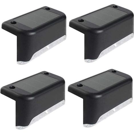 UlisemLot de 4 lampes solaires à LED pour terrasse, jardin, allée, escaliers, clôture, étanches IP65 (1/4)
