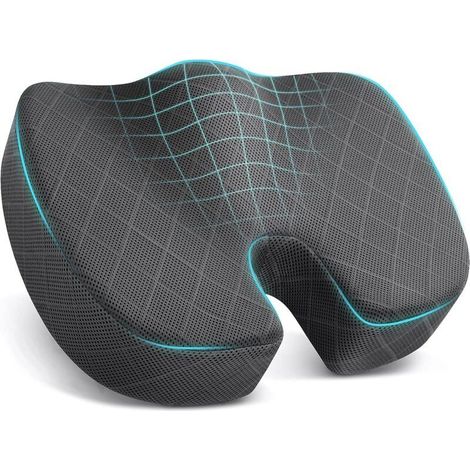 Coussin Memoire De Forme - 40 x 35 x 8 cm - Pour Siege Bureau Voiture Avion - Ergonomique En Forme De U - 1 Piece (1/4)